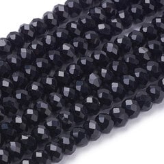 Karoliukai 6x4 mm, 35 cm ilgio 1 gija, juodi kaina ir informacija | Papuošalų gamybai, vėrimui | pigu.lt
