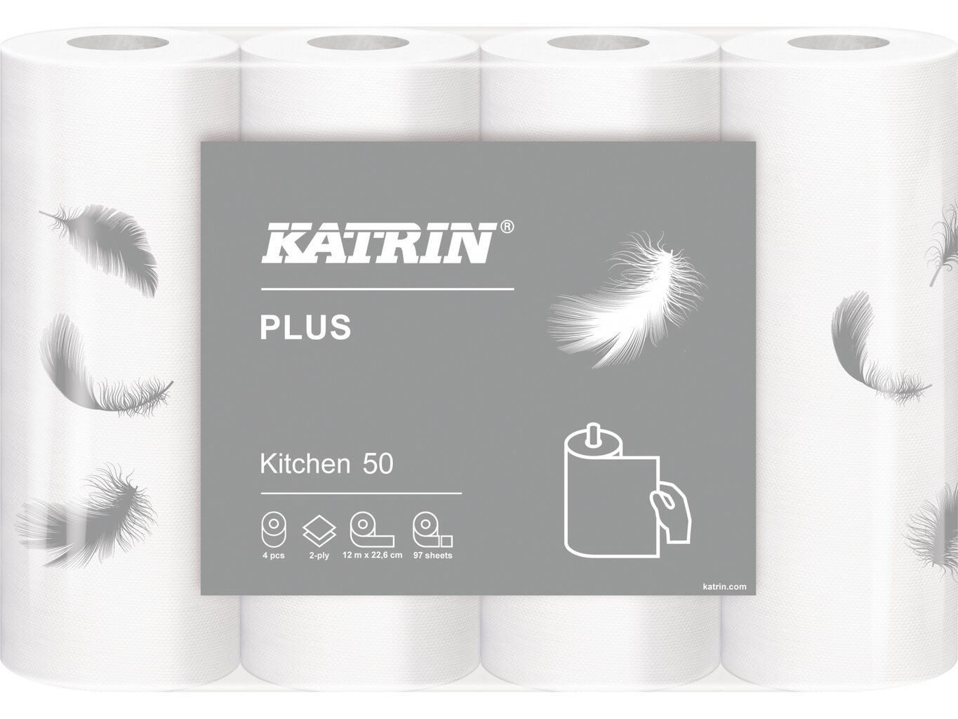 Virtuviniai popieriniai rankšluosčiai Plus Kitchen 50 Katrin, rulone, 12m, 2sl. kaina ir informacija | Tualetinis popierius, popieriniai rankšluosčiai | pigu.lt