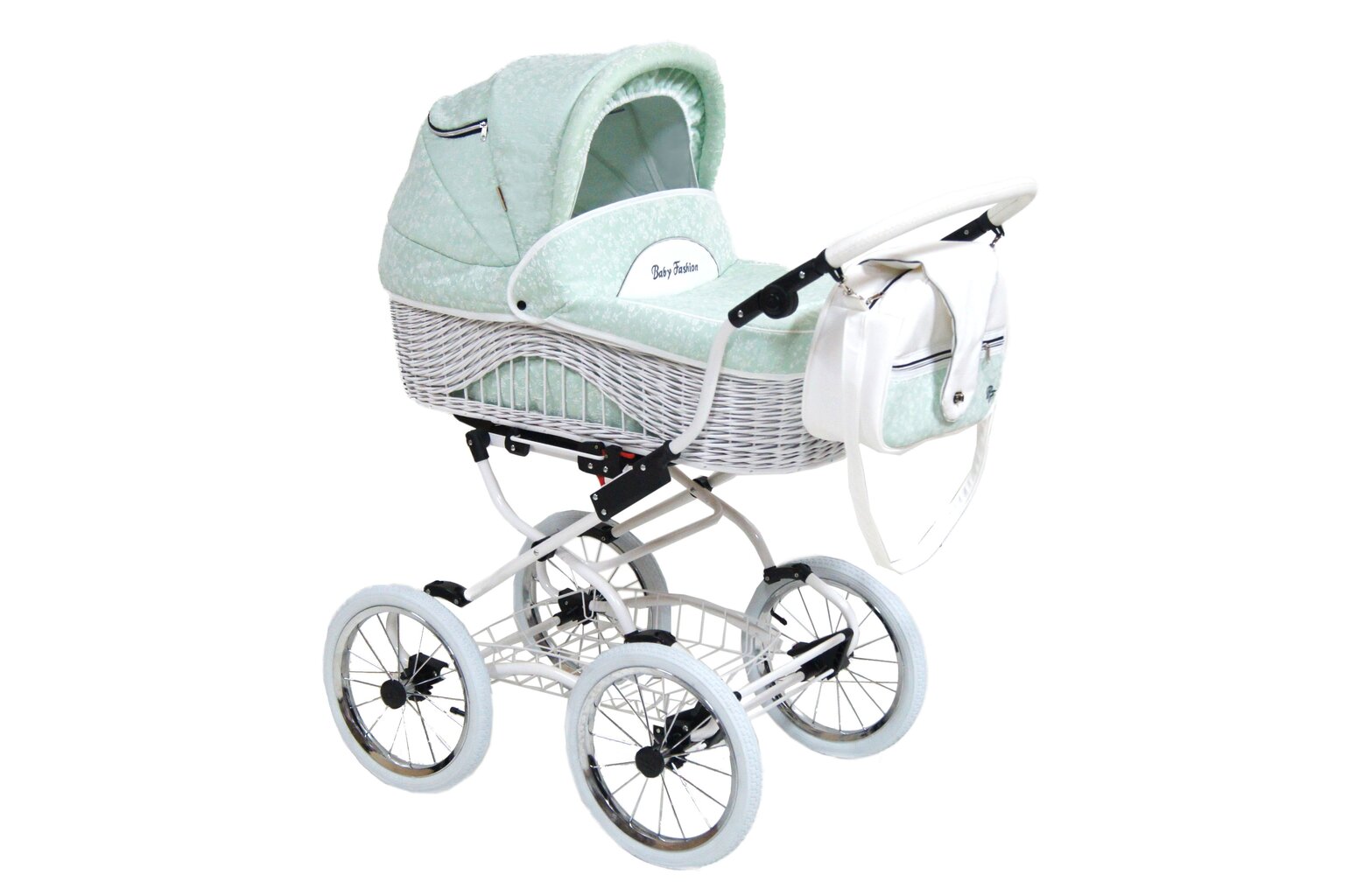 Scarlett universalus vežimėlis Baby Fashion 2in1, white-mint kaina ir informacija | Vežimėliai | pigu.lt
