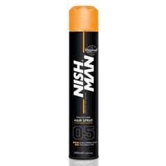 Labai stiprios fiksacijos plaukų lakas Nishman Hair spray 05 Ultra Hold vyrams, 400 ml цена и информация | Средства для укладки волос | pigu.lt