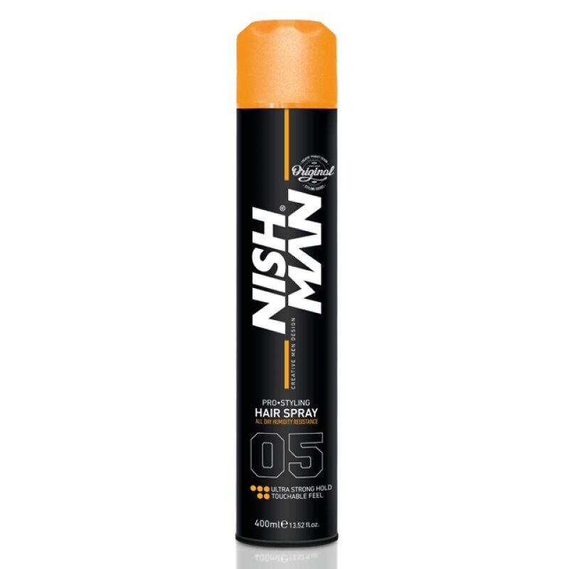 Labai stiprios fiksacijos plaukų lakas Nishman Hair spray 05 Ultra Hold vyrams, 400 ml kaina ir informacija | Plaukų formavimo priemonės | pigu.lt
