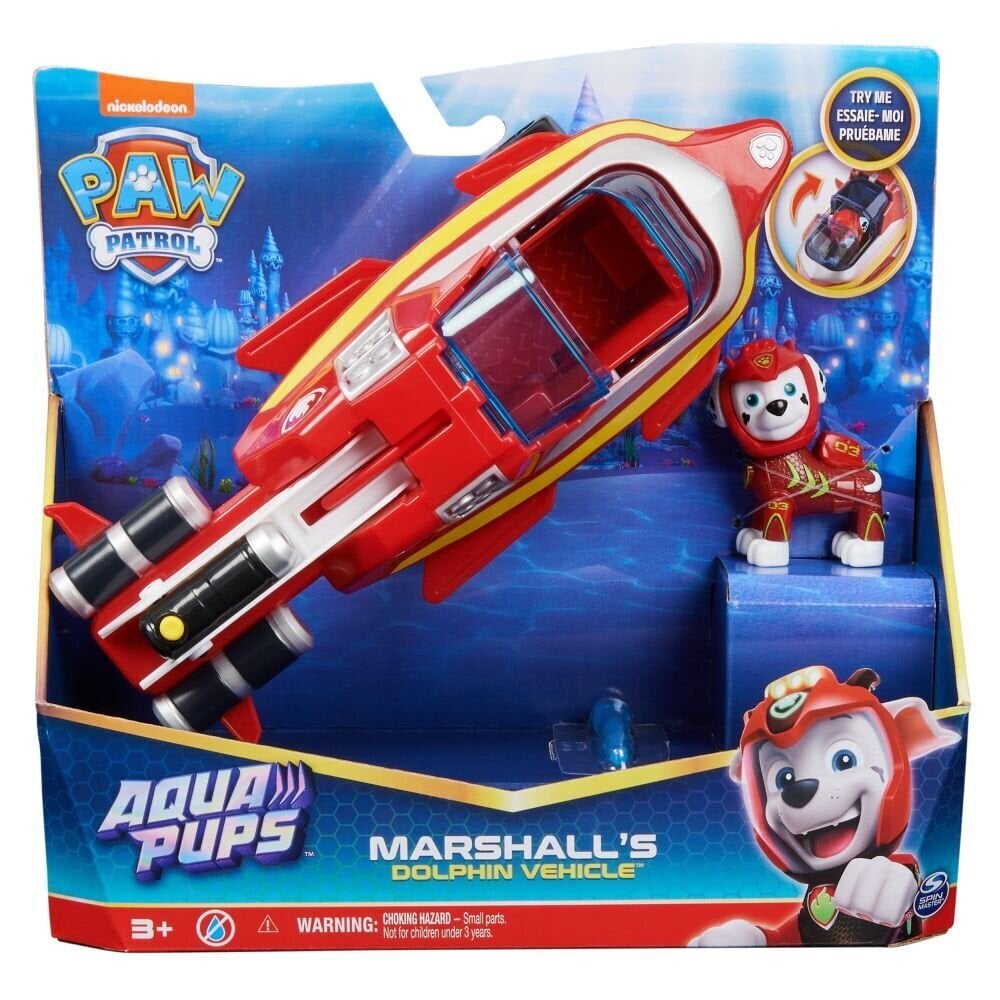 Transporto priemonė Paw Patrol (Šunyčiai Patruliai) Aqua Theamed Marshall 6066139, raudona kaina ir informacija | Žaislai berniukams | pigu.lt