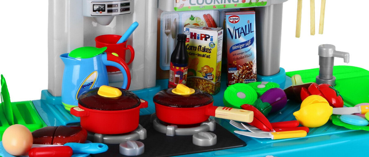 Interaktyvi virtuvėlė su priedais, mėlyna kaina ir informacija | Žaislai mergaitėms | pigu.lt
