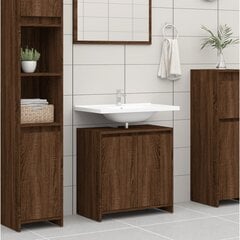 Vonios spintelė, ruda ąžuolo, 60x33x61cm, apdirbta mediena kaina ir informacija | Vonios komplektai | pigu.lt