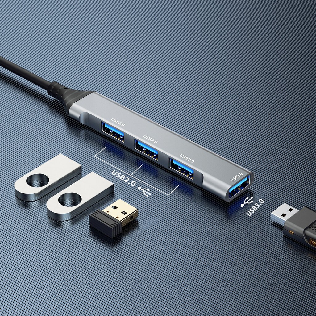 Dudao HUB 4in1 USB-A - 4x USB-A (3 x USB2.0 / USB3.0) 6.3cm (A16B) kaina ir informacija | Adapteriai, USB šakotuvai | pigu.lt