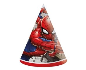 Праздничный колпак «Spiderman Crime Fighter», 6 шт, 93952 цена и информация | Праздничные декорации | pigu.lt