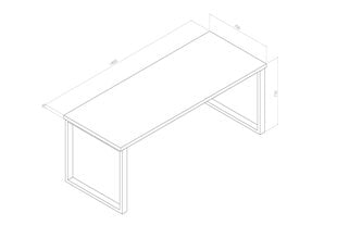 Rašomasis stalas O-DS, 70x180 cm, ąžuolo/juodos spalvos kaina ir informacija | Kompiuteriniai, rašomieji stalai | pigu.lt