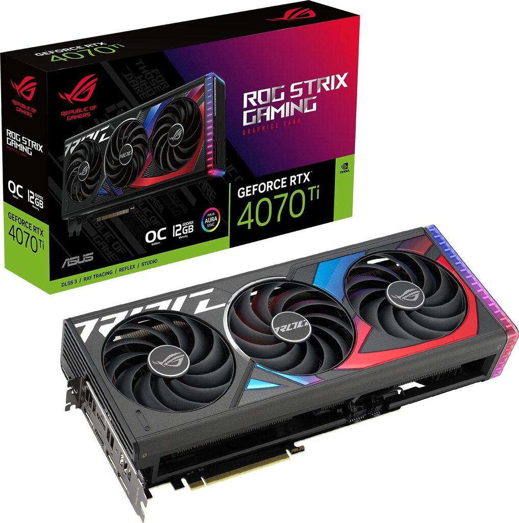 Asus ROG Strix GeForce RTX 4070Ti 12GB GDDR6X OC Edition цена и информация | Vaizdo plokštės (GPU) | pigu.lt