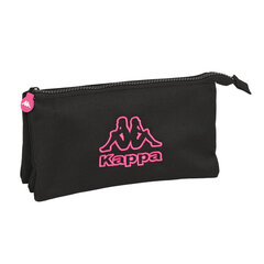 Тройной пенал Kappa Black and pink, чёрный (22 x 12 x 3 см) цена и информация | Пеналы | pigu.lt
