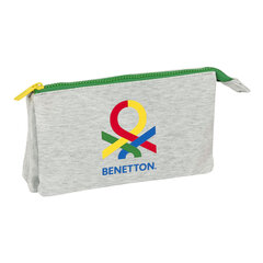 Тройной пенал Benetton Pop, серый, 22 x 12 x 3 cм цена и информация | Пеналы | pigu.lt