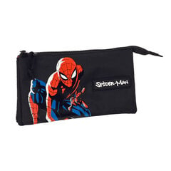Тройной пенал Spiderman Hero, чёрный (22 x 12 x 3 cм) цена и информация | Пеналы | pigu.lt
