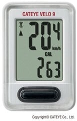 Cateye Velo Bike Speedometer 9 CC VL820 White цена и информация | Велокомпьютеры, навигация | pigu.lt