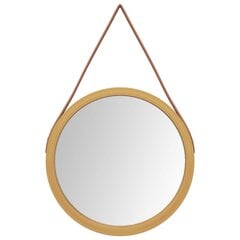 vidaXL Sieninis veidrodis su dirželiu, auksinis, 35cm skersmens kaina ir informacija | Veidrodžiai | pigu.lt