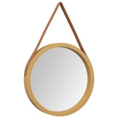 vidaXL Sieninis veidrodis su dirželiu, auksinis, 35cm skersmens kaina ir informacija | Veidrodžiai | pigu.lt
