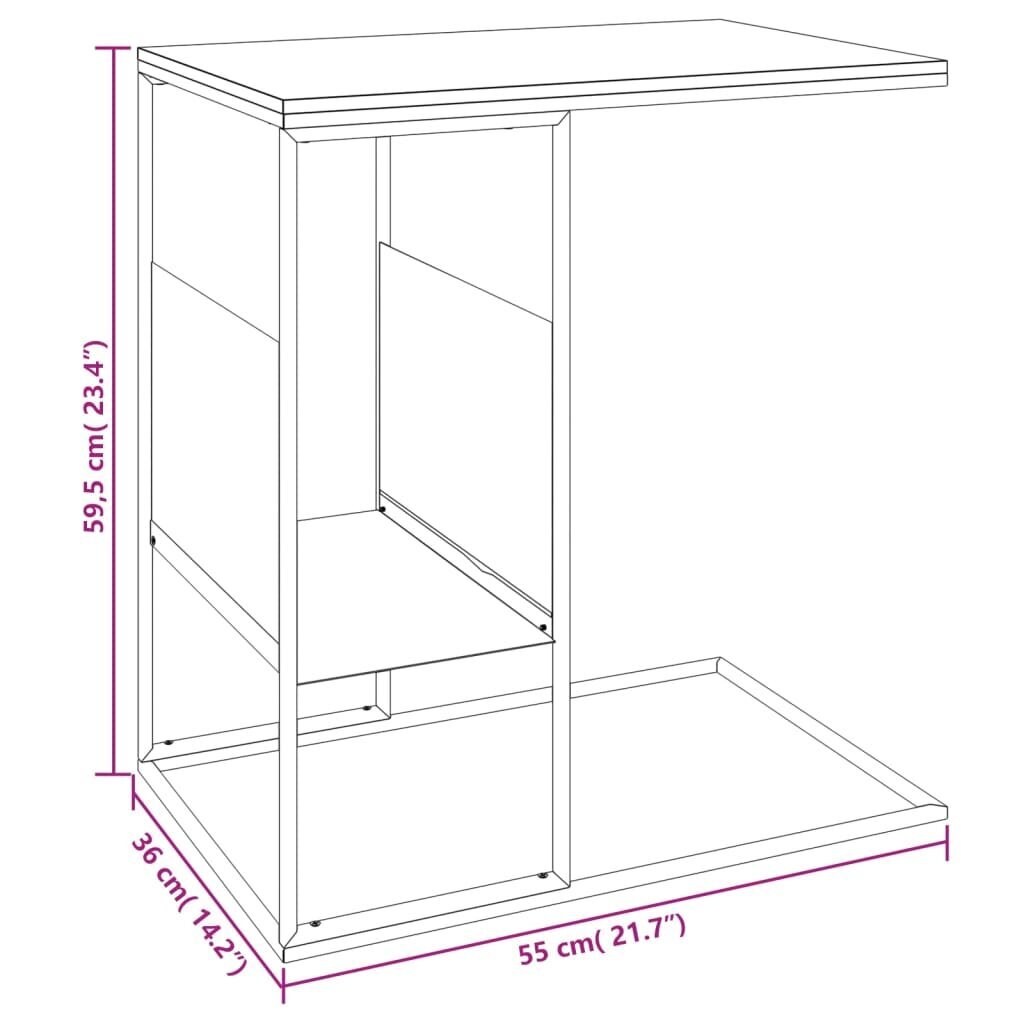 Šoninis staliukas vidaXL 55x36x59,5cm, juodas kaina ir informacija | Kavos staliukai | pigu.lt