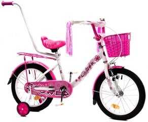 Kids Bicycle FLOWER 16" white - pink цена и информация | Велосипеды | pigu.lt