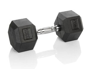 HEXHEAD DUMBBELL HEX 10 KG BLACK HEXAGONAL DUMBBELL цена и информация | Гантели, гири, штанги | pigu.lt