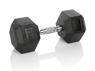 HEXHEAD DUMBBELL HEX 12.5 KG BLACK HEXAGONAL DUMBBELL цена и информация | Гантели, гири, штанги | pigu.lt