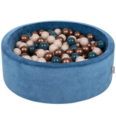 Kamuoliukų baseinas KiddyMoon Velvet Ball Pool 90x30 cm, 300 kamuoliukų, mėlynas kaina ir informacija | Žaislai kūdikiams | pigu.lt