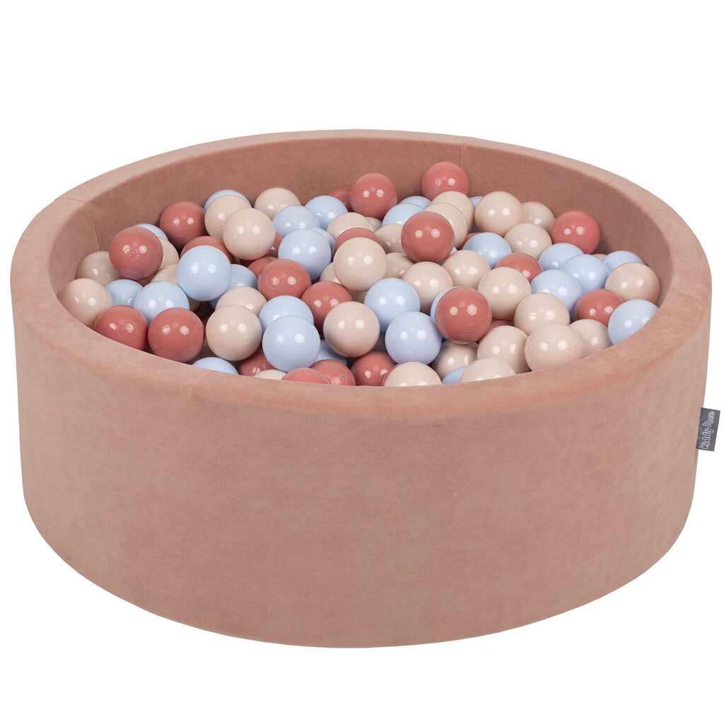 Kamuoliukų baseinas KiddyMoon Velvet Ball Pool 90x30 cm, 300 kamuoliukų, rudas kaina ir informacija | Žaislai kūdikiams | pigu.lt