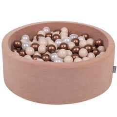 Kamuoliukų baseinas KiddyMoon Velvet Ball Pool 90x30 cm, 300 kamuoliukų, rudas kaina ir informacija | Žaislai kūdikiams | pigu.lt