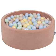 Kamuoliukų baseinas KiddyMoon Velvet Ball Pool 90x30 cm, 300 kamuoliukų, rudas kaina ir informacija | Žaislai kūdikiams | pigu.lt