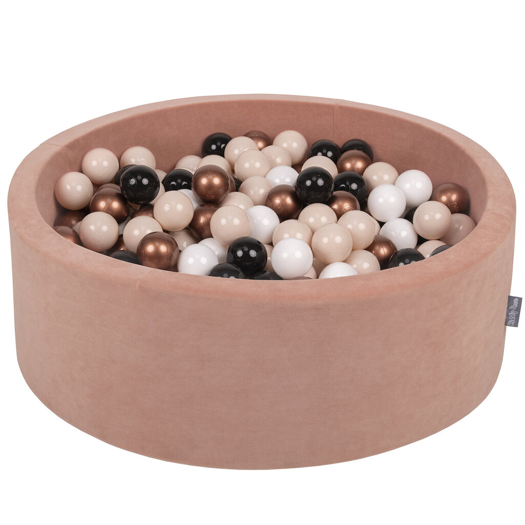 Kamuoliukų baseinas KiddyMoon Velvet Ball Pool 90x30 cm, 300 kamuoliukų, rudas цена и информация | Žaislai kūdikiams | pigu.lt