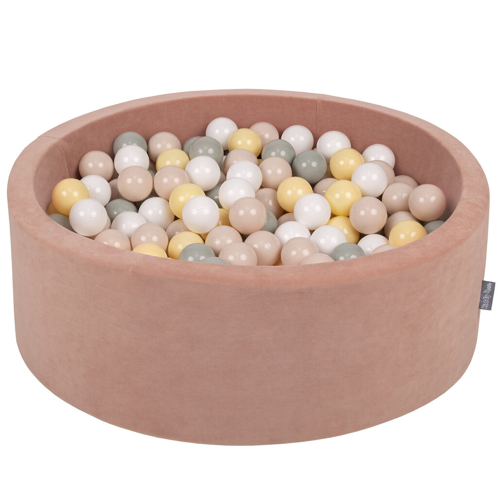 Kamuoliukų baseinas KiddyMoon Velvet Ball Pool 90x30 cm, 300 kamuoliukų, rudas цена и информация | Žaislai kūdikiams | pigu.lt