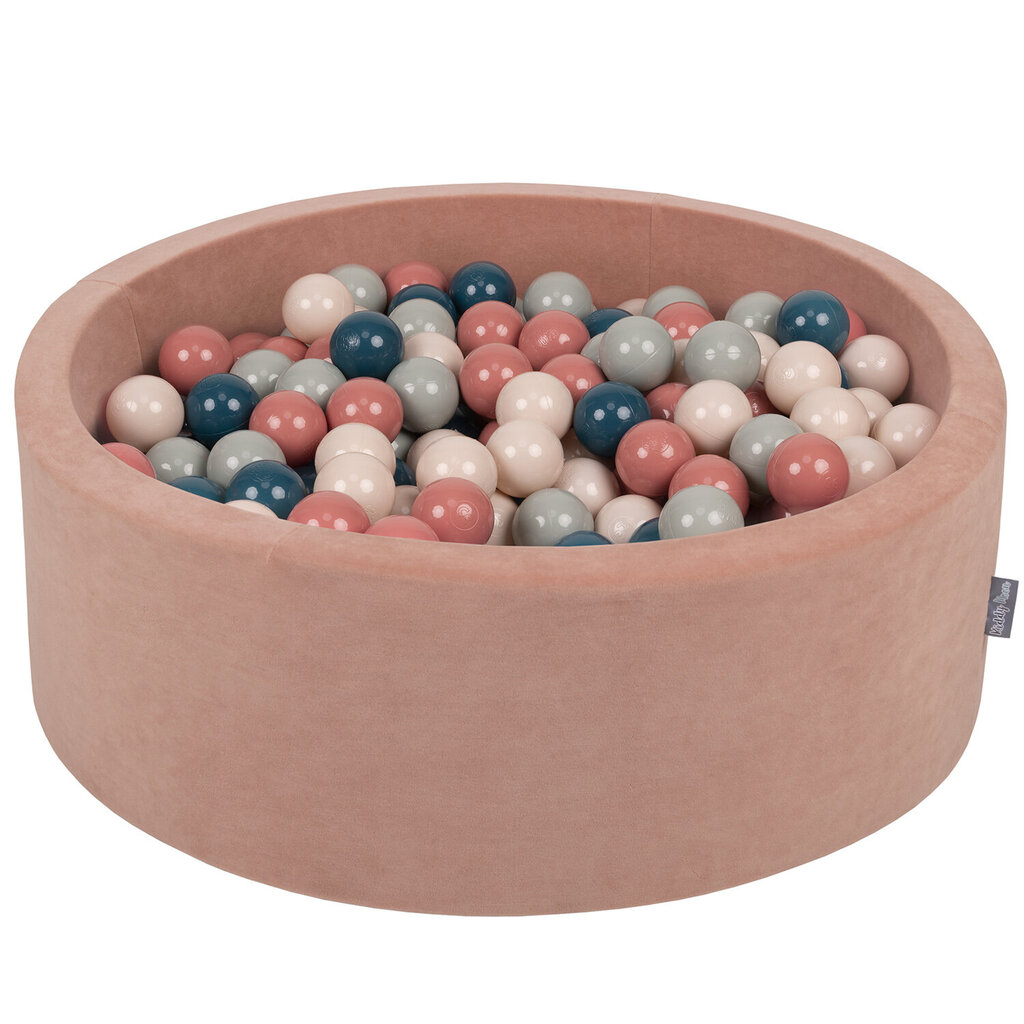 Kamuoliukų baseinas KiddyMoon Velvet Ball Pool 90x30 cm, 300 kamuoliukų, rudas kaina ir informacija | Žaislai kūdikiams | pigu.lt