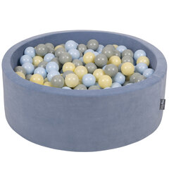 Мягкий круглый бассейн для мячей KiddyMoon 90x30 см/200 шаров ∅ 7 см / 2.75In для детей, пенопластовый бархатный бассейн для детских мячей, сделано в ЕС, бирюзовая лагуна: жемчужный/серый/прозрачный/голубой цена и информация | Игрушки для малышей | pigu.lt