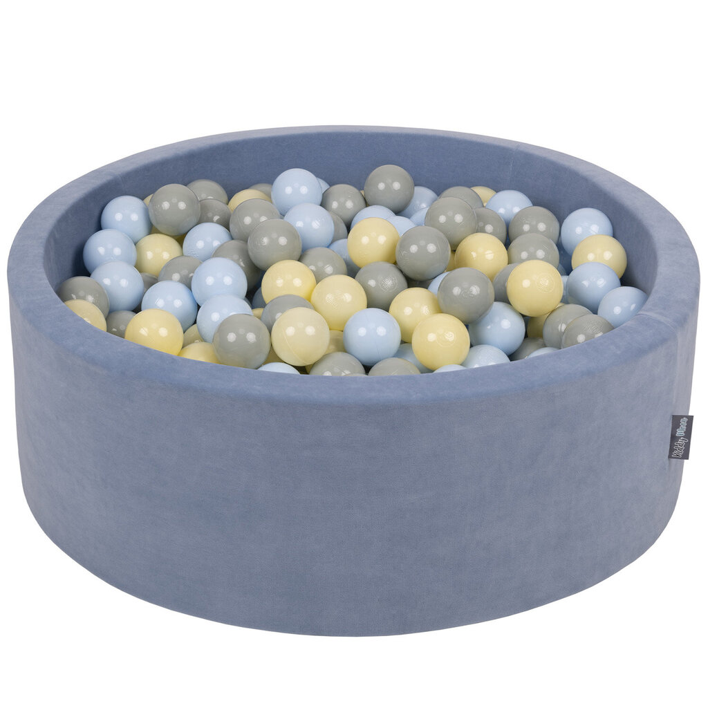 Kamuoliukų baseinas KiddyMoon Velvet Ball Pool 90x30 cm, 200 kamuoliukų, mėlynas цена и информация | Žaislai kūdikiams | pigu.lt