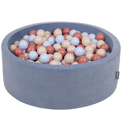 Kamuoliukų baseinas KiddyMoon Velvet Ball Pool 90x30 cm, 300 kamuoliukų, mėlynas kaina ir informacija | Žaislai kūdikiams | pigu.lt