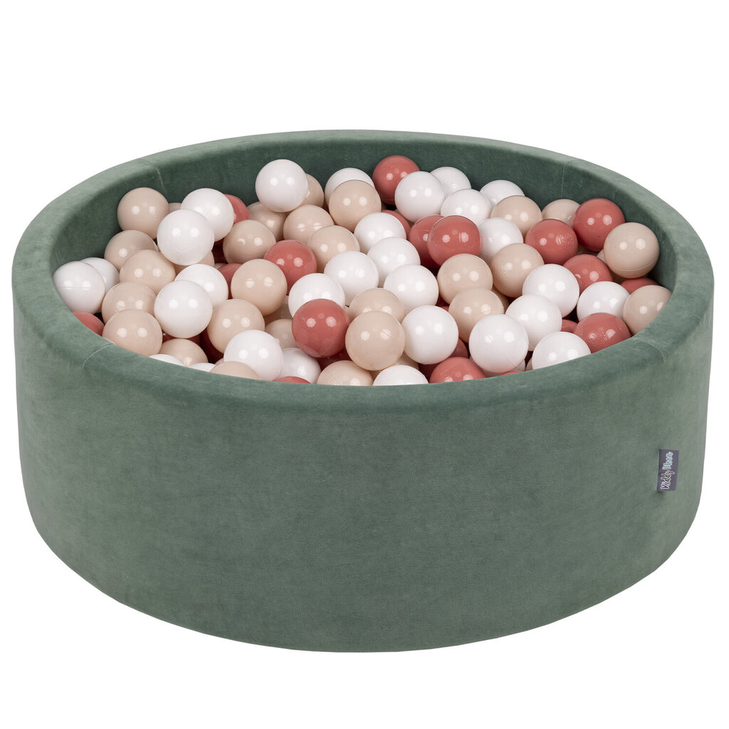 Kamuoliukų baseinas KiddyMoon Velvet Ball Pool 90x30 cm, 200 kamuoliukų, žalias kaina ir informacija | Žaislai kūdikiams | pigu.lt