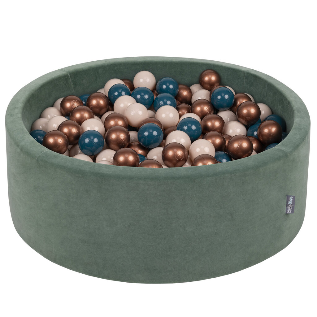 Kamuoliukų baseinas KiddyMoon Velvet Ball Pool 90x30 cm, 200 kamuoliukų, žalias kaina ir informacija | Žaislai kūdikiams | pigu.lt