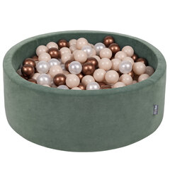 Шариковый бассейн KiddyMoon Velvet Ball Pool 90x30 см, 200 шаров, зеленый цена и информация | Игрушки для малышей | pigu.lt