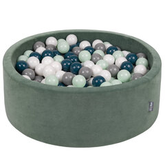 Kamuoliukų baseinas KiddyMoon Velvet Ball Pool 90x30 cm, 200 kamuoliukų, žalias kaina ir informacija | Žaislai kūdikiams | pigu.lt