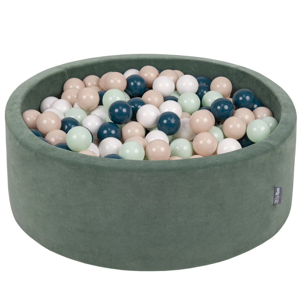 Kamuoliukų baseinas KiddyMoon Velvet Ball Pool 90x30 cm, 200 kamuoliukų, žalias kaina ir informacija | Žaislai kūdikiams | pigu.lt