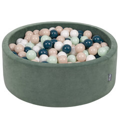 Kamuoliukų baseinas KiddyMoon Velvet Ball Pool 90x30 cm, 300 kamuoliukų, žalias kaina ir informacija | Žaislai kūdikiams | pigu.lt