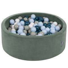 Kamuoliukų baseinas KiddyMoon Velvet Ball Pool 90x30 cm, 200 kamuoliukų, žalias kaina ir informacija | Žaislai kūdikiams | pigu.lt