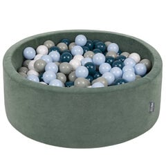 Kamuoliukų baseinas KiddyMoon Velvet Ball Pool 90x30 cm, 300 kamuoliukų, žalias kaina ir informacija | Žaislai kūdikiams | pigu.lt