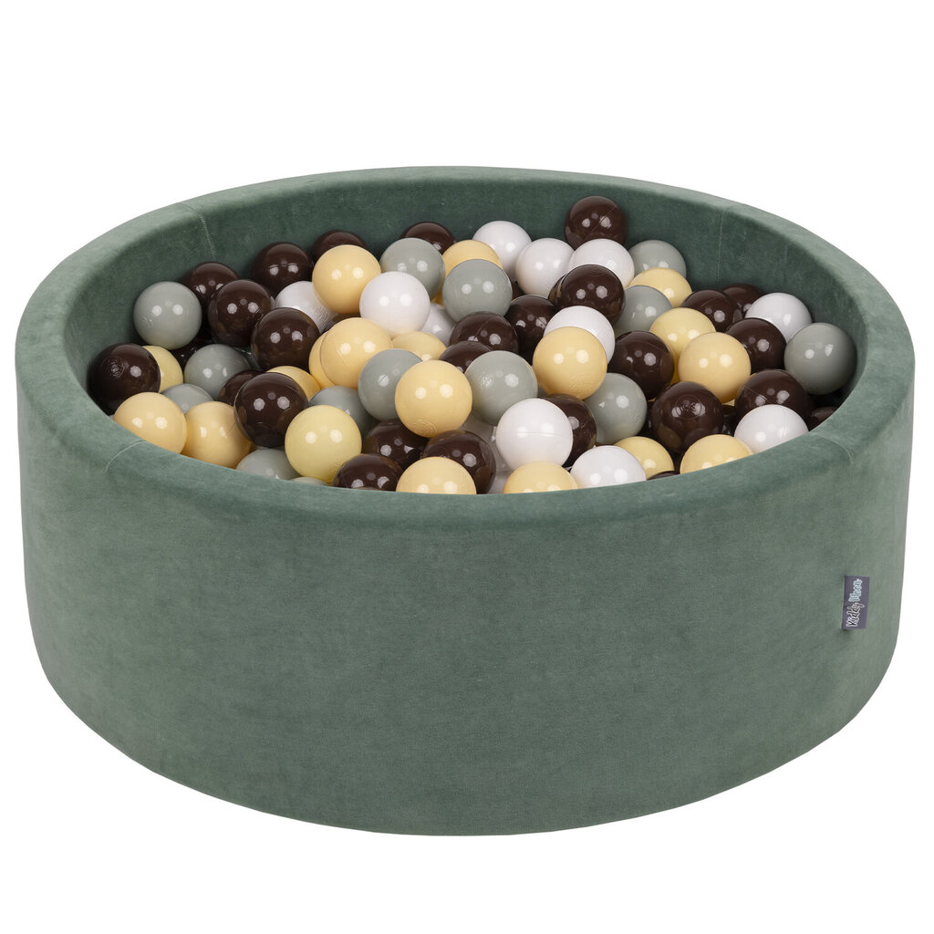 Kamuoliukų baseinas KiddyMoon Velvet Ball Pool 90x30 cm, 300 kamuoliukų, žalias kaina ir informacija | Žaislai kūdikiams | pigu.lt