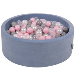 Kamuoliukų baseinas KiddyMoon Velvet Ball Pool 90x30 cm, 300 kamuoliukų, mėlynas kaina ir informacija | Žaislai kūdikiams | pigu.lt