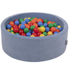 Мягкий круглый бассейн для мячей KiddyMoon 90x30 см/200 шаров ∅ 7 см / 2.75In для детей, пенопластовый бархатный бассейн для детских мячей, сделано в ЕС, бирюзовая лагуна: жемчужный/серый/прозрачный/голубой цена и информация | Игрушки для малышей | pigu.lt