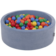 Kamuoliukų baseinas KiddyMoon Velvet Ball Pool 90x30 cm, 300 kamuoliukų, mėlynas kaina ir informacija | Žaislai kūdikiams | pigu.lt