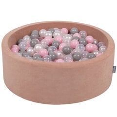 Kamuoliukų baseinas KiddyMoon Velvet Ball Pool 90x30 cm, 200 kamuoliukų, rudas kaina ir informacija | Žaislai kūdikiams | pigu.lt