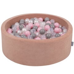 Kamuoliukų baseinas KiddyMoon Velvet Ball Pool 90x30 cm, 300 kamuoliukų, rudas kaina ir informacija | Žaislai kūdikiams | pigu.lt