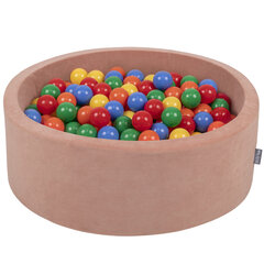 Kamuoliukų baseinas KiddyMoon Velvet Ball Pool 90x30 cm, 200 kamuoliukų, rudas kaina ir informacija | Žaislai kūdikiams | pigu.lt