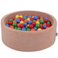 Kamuoliukų baseinas KiddyMoon Velvet Ball Pool 90x30 cm, 200 kamuoliukų, rudas цена и информация | Žaislai kūdikiams | pigu.lt