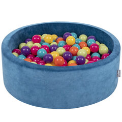 Kamuoliukų baseinas KiddyMoon Velvet Ball Pool 90x30 cm, 200 kamuoliukų, mėlynas kaina ir informacija | Žaislai kūdikiams | pigu.lt