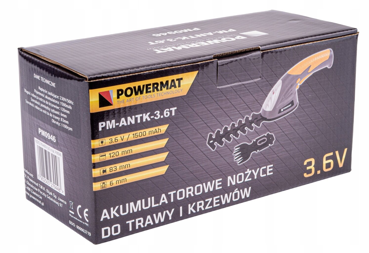 Akumuliatorinės žolės ir krūmų žirklės Powermat PM-ANTK-3.6T kaina ir informacija | Gyvatvorių, žolės žirklės | pigu.lt